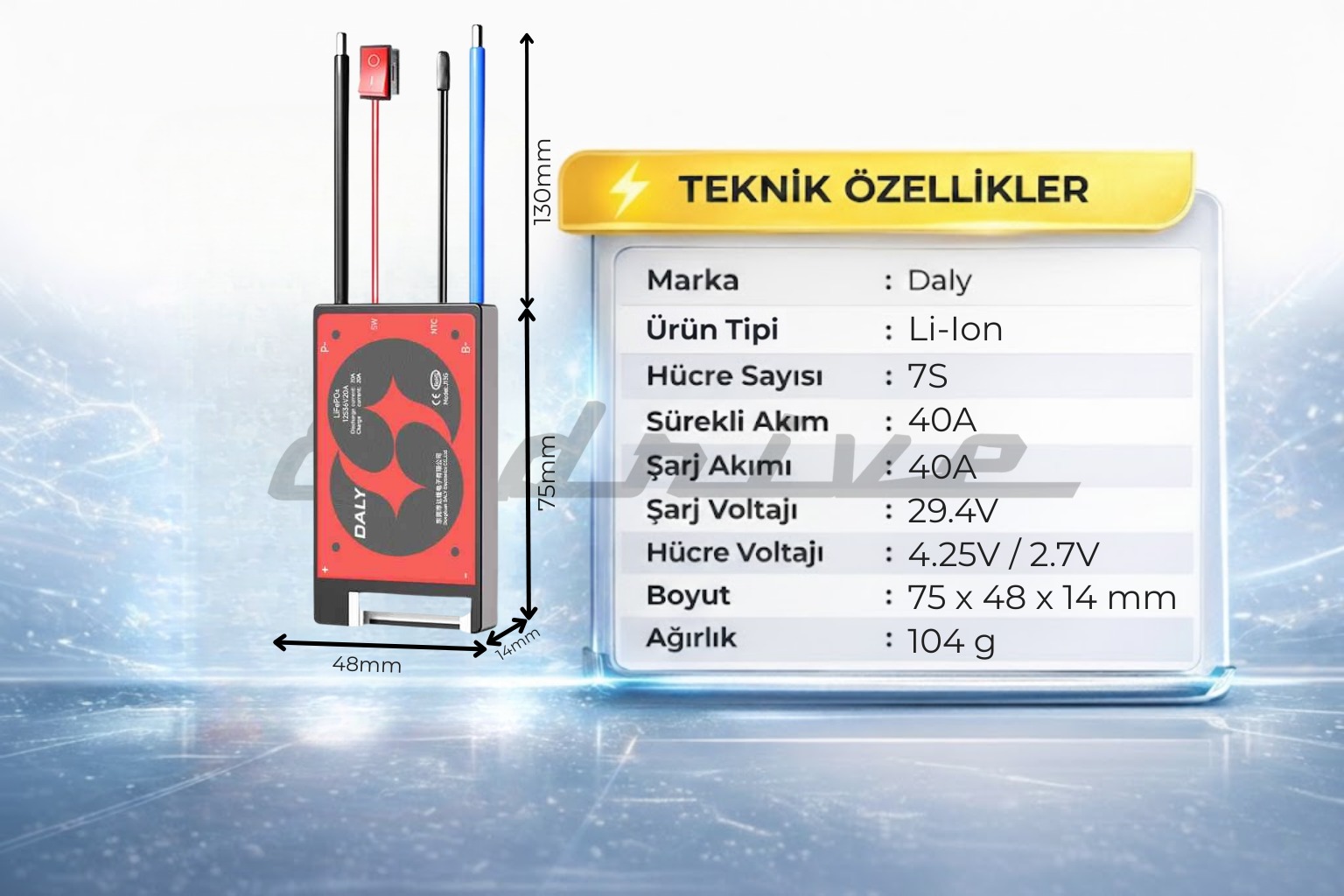 Daly 7S 24V 40AKONTAKLI BMS Li ion