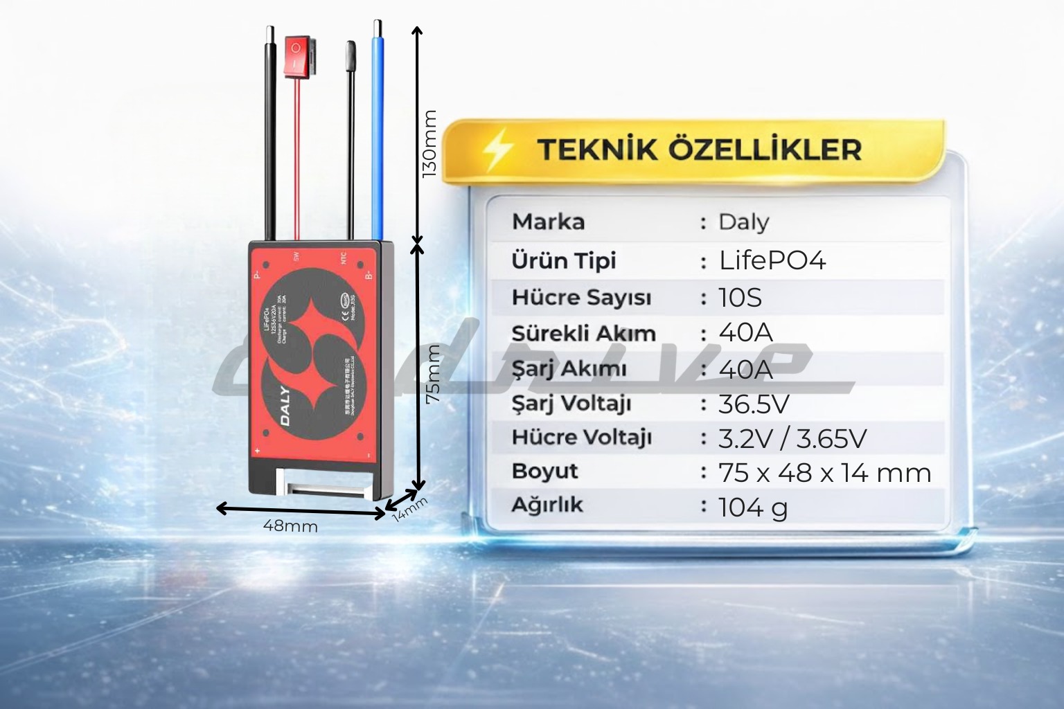 Daly 10S 40A Lifepo4 Kontaklı BMS