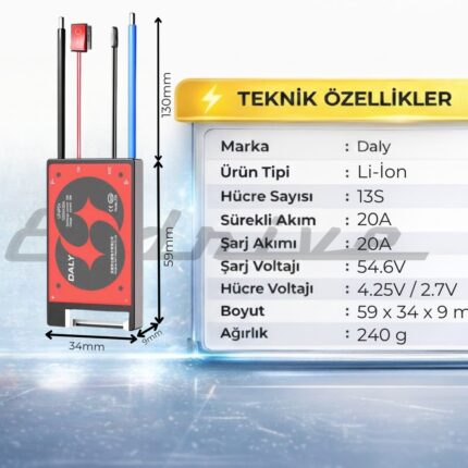 Daly 13S 20A Kontaklı BMS Lityum iyon