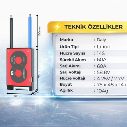 Daly 14S 60A BMS Lityum iyon
